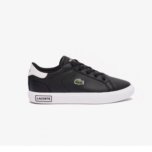 NIB Lacoste children’s powercourt sneakers black white size 1 🖤 🐊